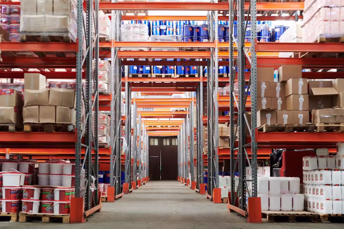 Warehouse with orange racking